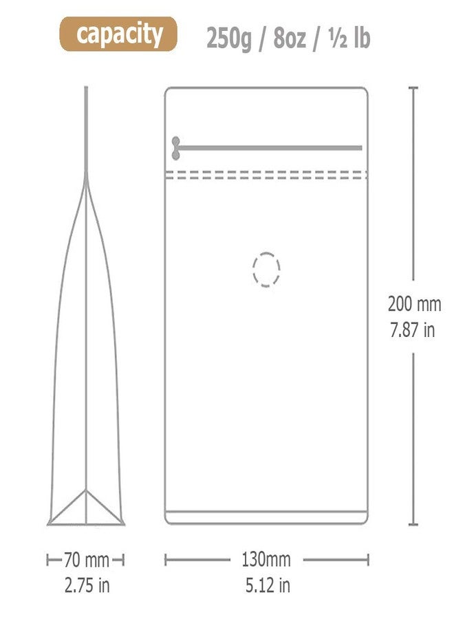 موكير أكياس قهوة 0.5 رطل - أكياس ورق كرافت، أكياس قهوة كرافت بصمام، 50 قطعة، أكياس قهوة قائمة لتخزين حبوب البن - 8 أونصة (50 قطعة) (0.5 رطل / 8 أونصة) - Image 2